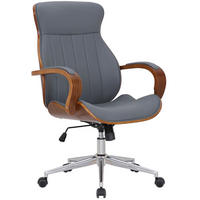 DREHSTUHL Lederlook Walnuss/Grau - Chromfarben/Walnussfarben, Textil/Metall (63/100/68cm) - CLP
