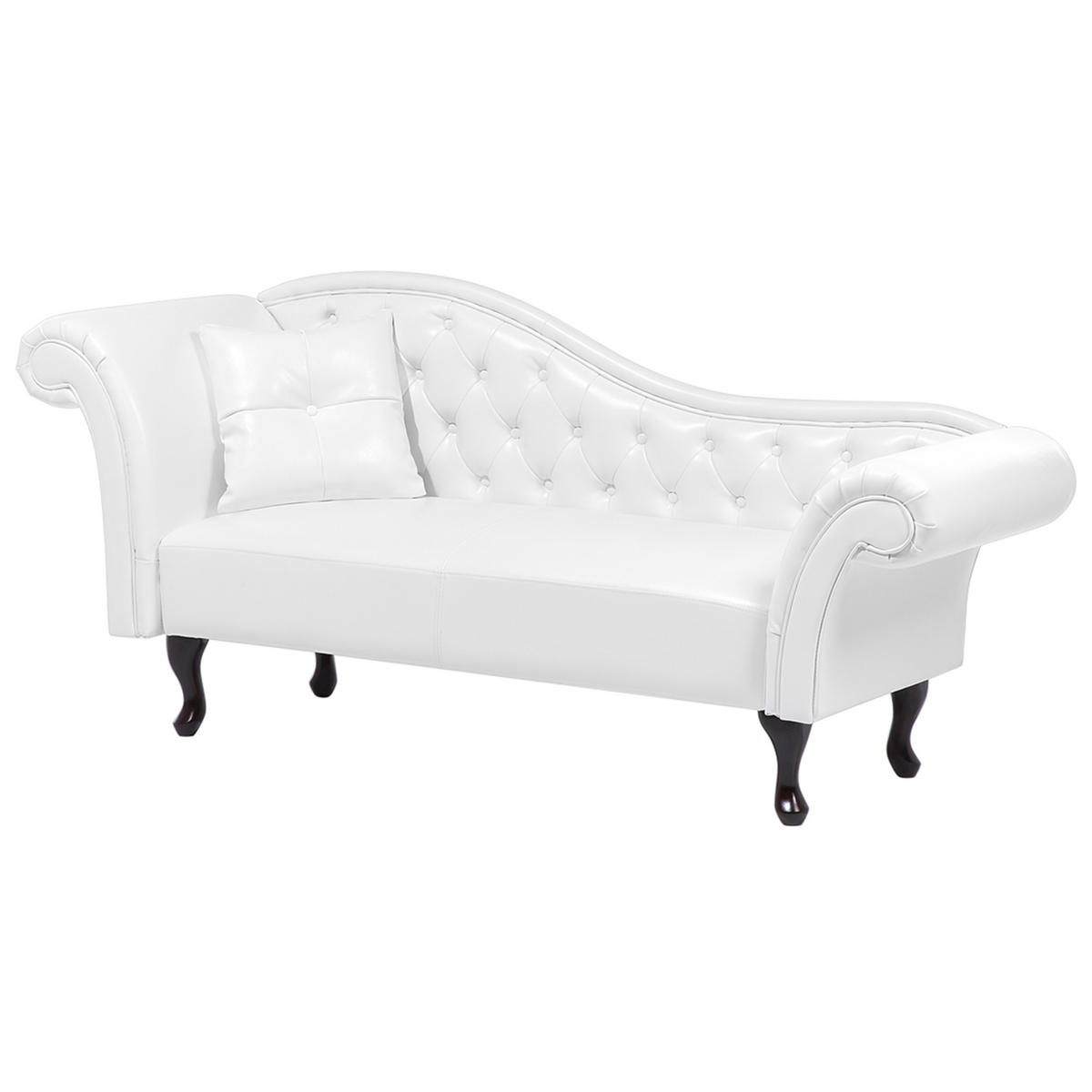 ČALOUNĚNÉ LEHÁTKO CHAISE LONGUE Umělá kůže bílé levostranné Lattes - bílá/černá, plast (188/87/59cm) - Beliani