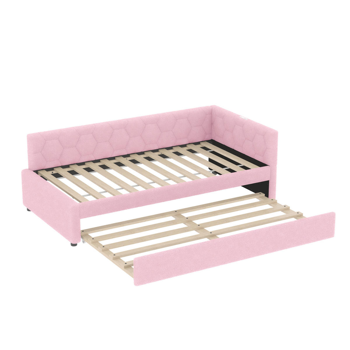 POLSTERBETT 90/200 cm Rosa aus Boucle mit Ausziehbett - Rosa, Textil (90/200cm) - OKMYHOME