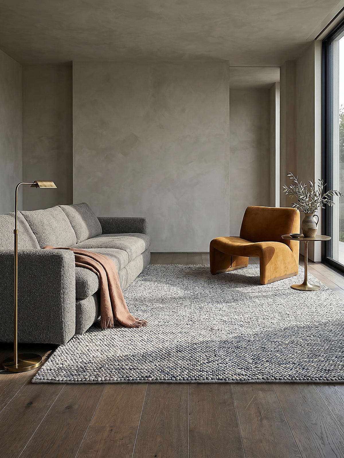 WOLLTEPPICH handgewebt MEDWAY, einfarbig, Hellblau, 80 x 150 cm - Blau, Textil (80/150cm) - KADIMA DESIGN