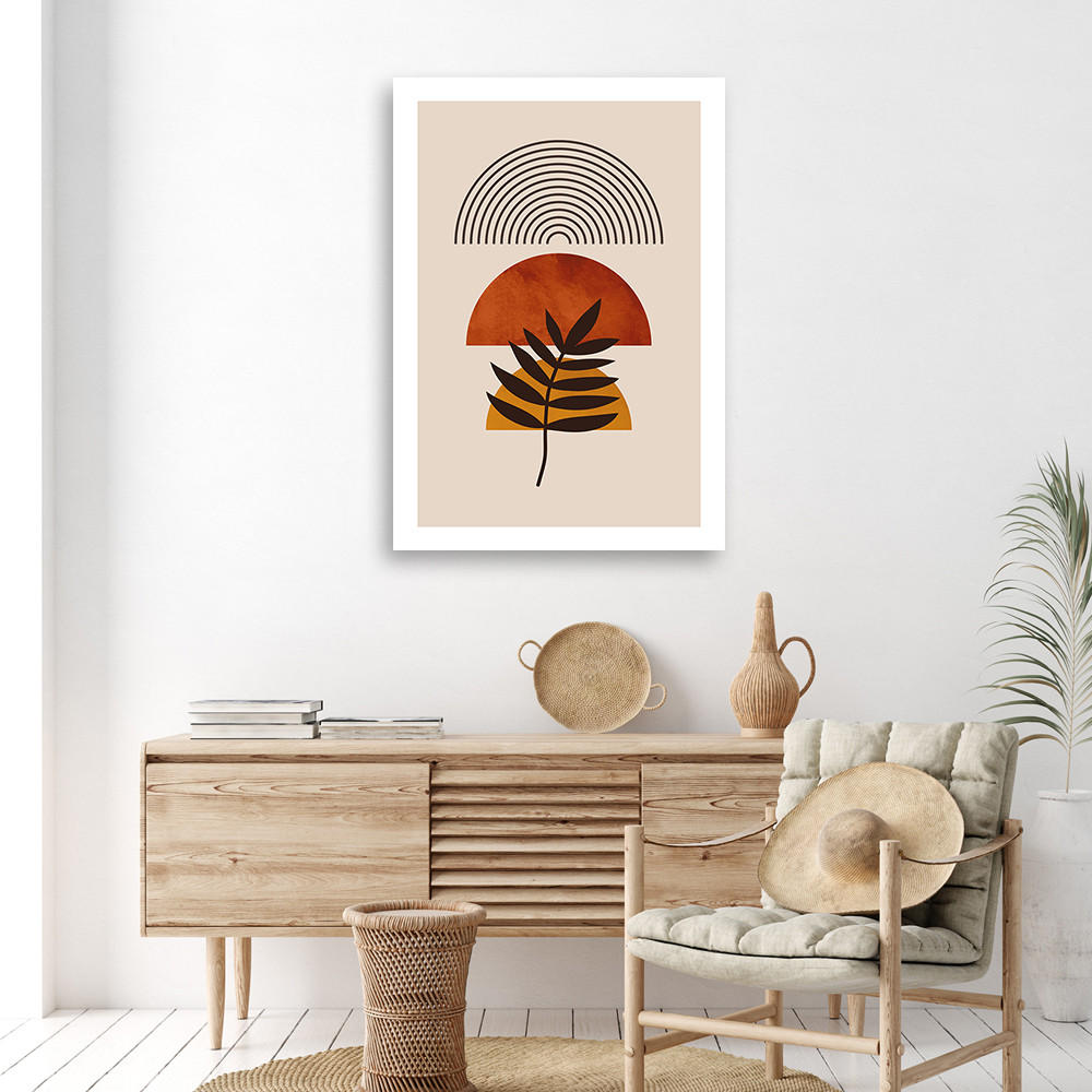 WANDBILD zweig und regenbogen boho - Beige, Textil (40/60cm) - Feeby