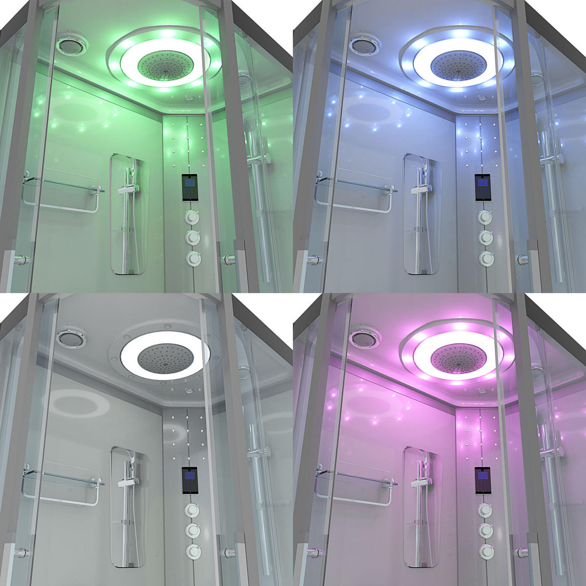 DUSCHE Duschkabine D60-70T1L-EC Weiß 120x80 - Weiß, Glas/Kunststoff (120/80/215cm) - AcquaVapore by Sandra Jentho