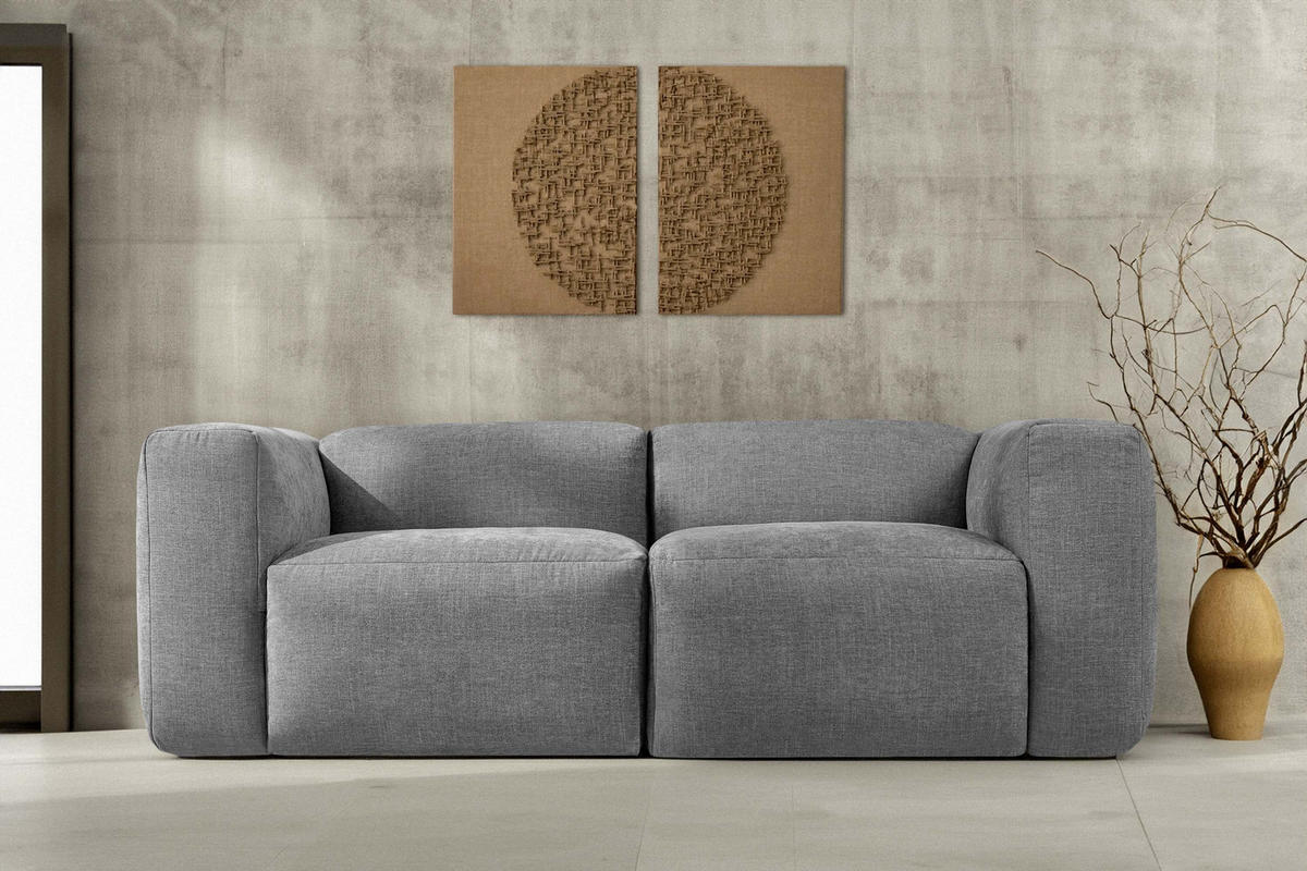 2-SITZER-MODULSOFA BUFFO mit extrem weicher und bequemer Sitzfläche, Gewebestoff, hell aschfahl - Hellgrau/Grau, Textil (210/73/96cm) - KONSIMO®