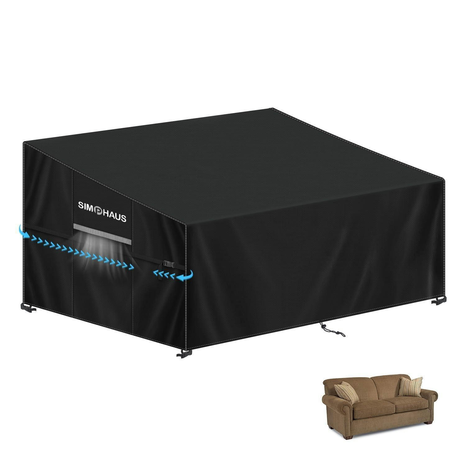 ABDECKHAUBE für Gartensofa 135x85x81/61cm Wasserdicht UV-Beständig 420D Oxford Grau - Schwarz, Textil (85/81/135cm)