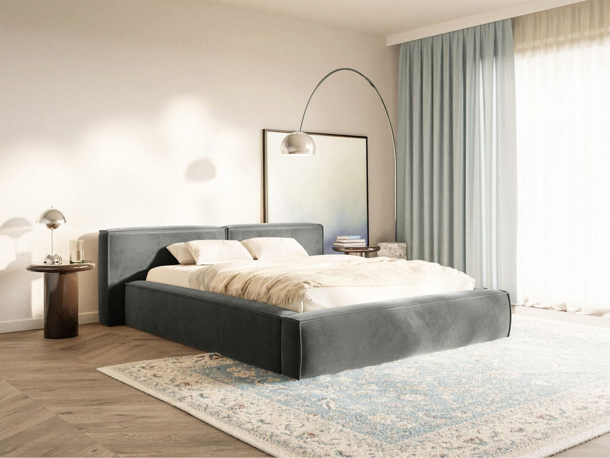 POLSTERBETT Tilves Low Grau 180x200 cm - Schwarz/Grau, Kunststoff/Textil (180/200cm) - Selsey