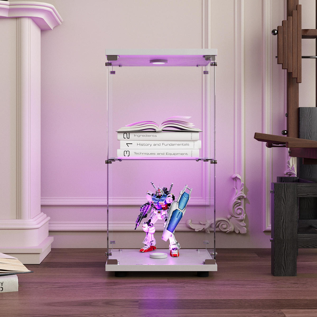 GLASVITRINE Standvitrine in Weiß, mit 2 Böden und LED aus ESG - Weiß, Glas (36/86/40cm)