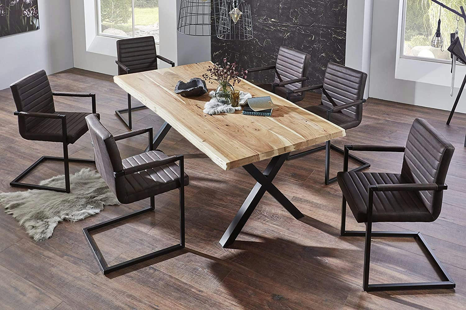 ESSTISCH XEREZ - Beige/Schwarz, Holz/Metall (100/220/79cm) - SAM