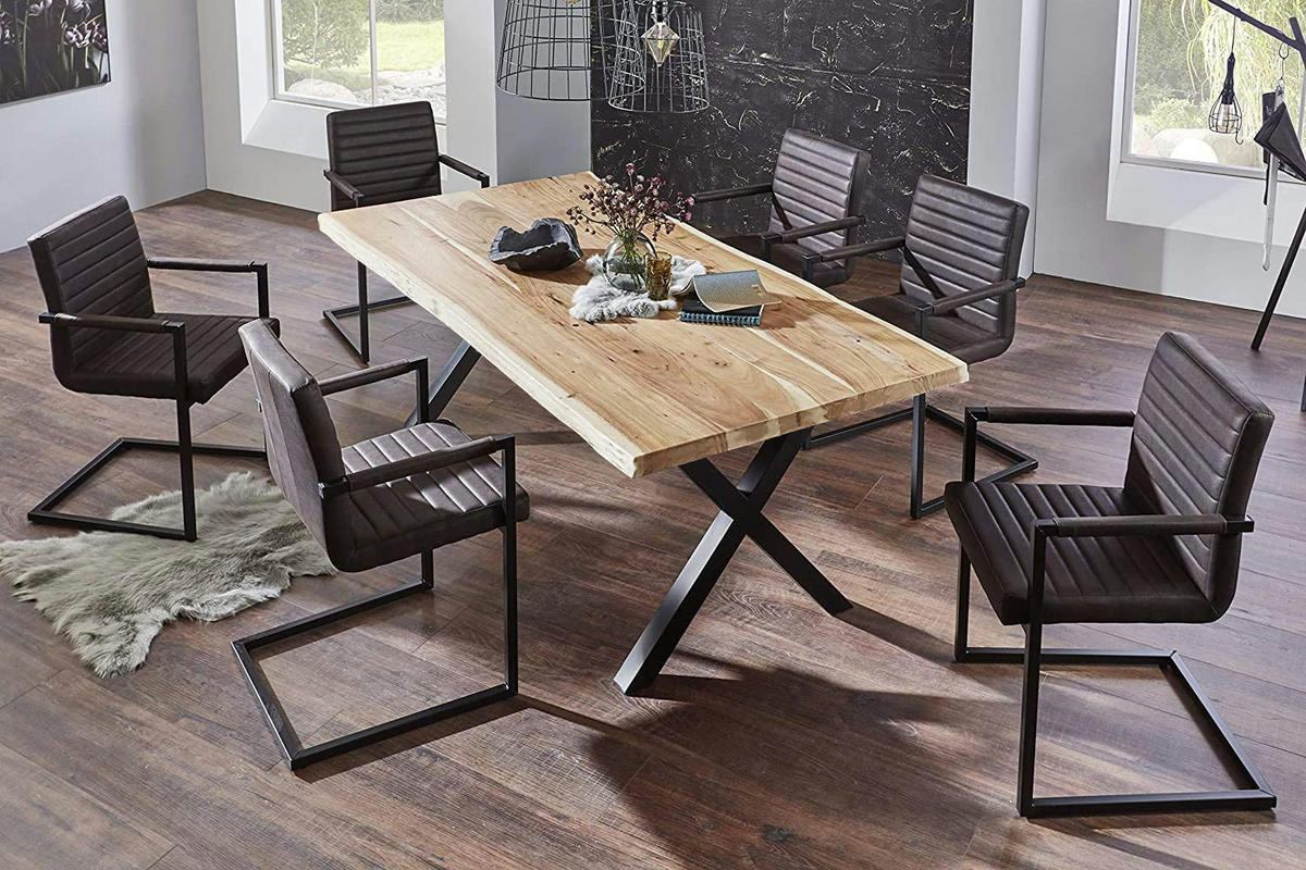 ESSTISCH XEREZ - Beige/Schwarz, Holz/Metall (100/220/79cm) - SAM