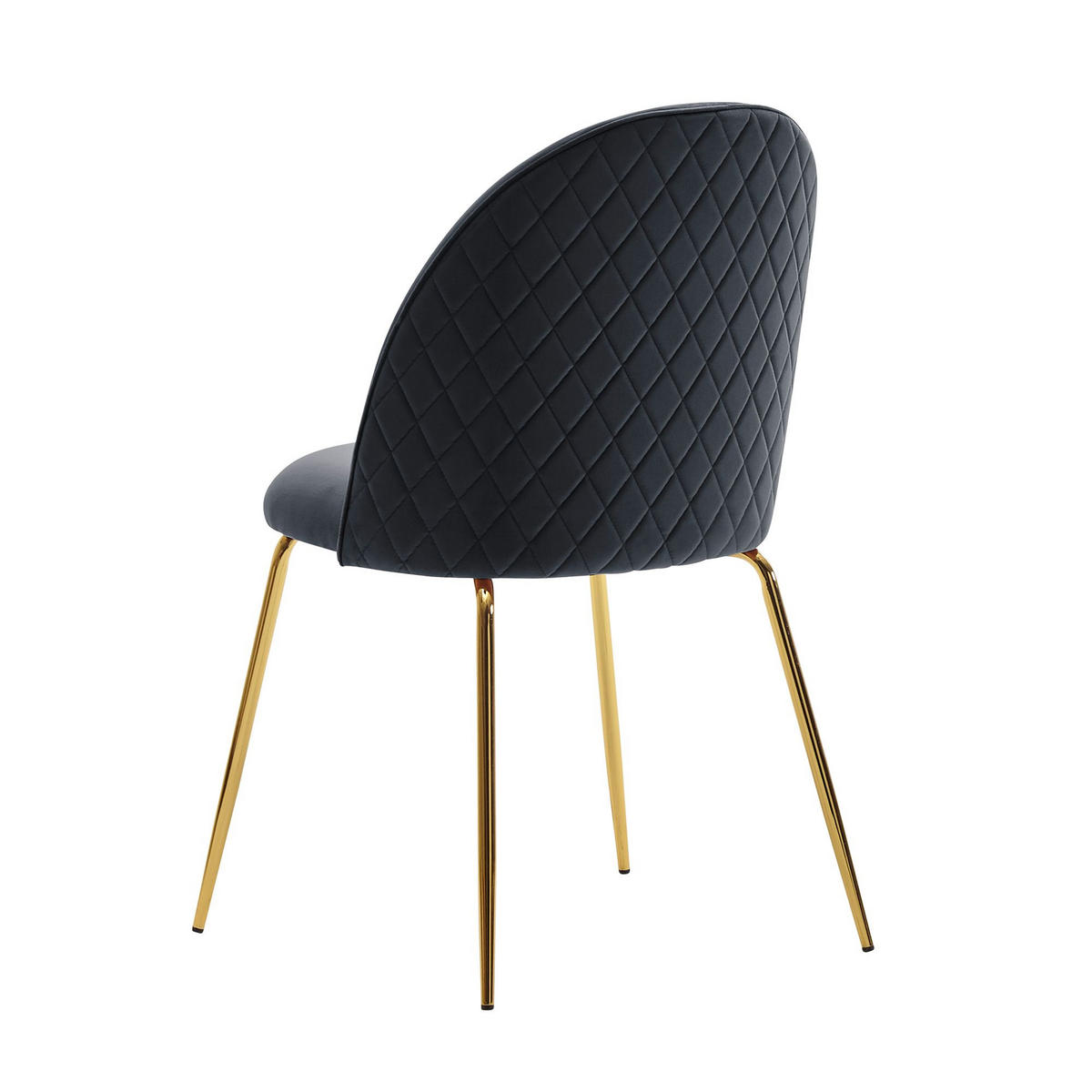 ESSZIMMERSTUHL 2er Set Samtbezug mit Metallgestell Schalenform Skandinavisch gepolstert, Schwarz 53x50x87 cm - Goldfarben/Schwarz, Textil/Metall (53/87/50cm) - KADIMA DESIGN
