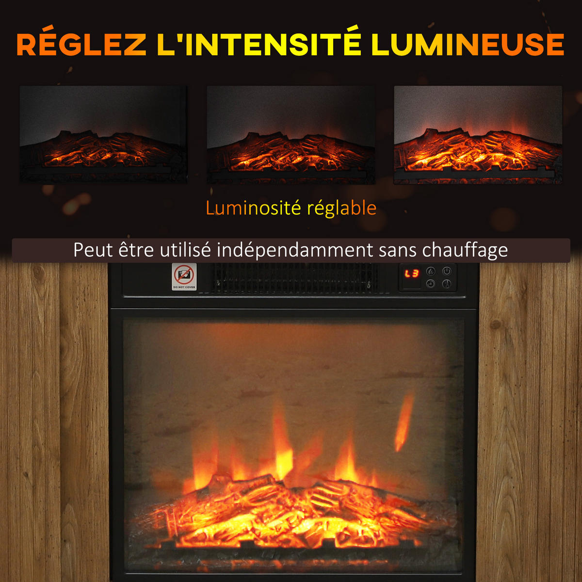 ELEKTROKAMIN DE-17042 3D-Flammeneffekt mit Fernbedienung Holzoptik Braun - Braun, Holzwerkstoff (81.5/76.2/30cm) - ComfortXL