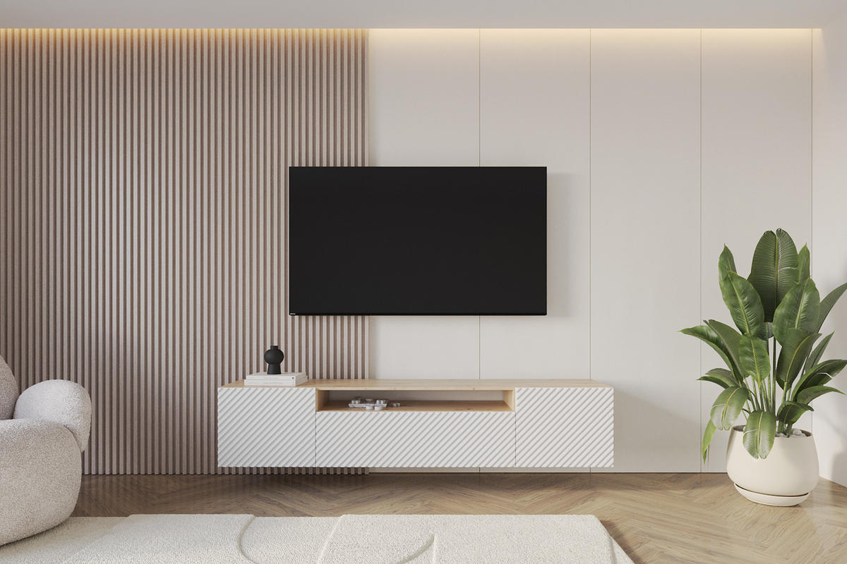 LOWBOARD ZENO-W 200x40x41 cm - Artisan / Weiß - Weiß, Holzwerkstoff (200/40/41cm) - ALTDECOR