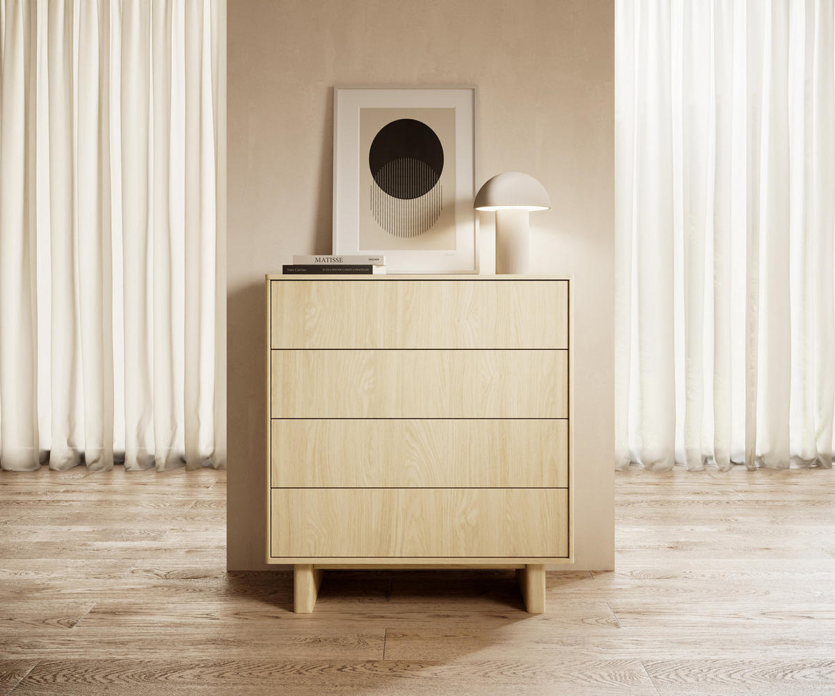 KOMMODE TRAVE 93,5/103,5/38,1cm mit 4 Schubladen Türen Eichefarben - Eichefarben, Holzwerkstoff (93.5/103.5/38.1cm) - MASSENO