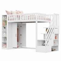 HOCHBETT 90/200 mit Kleiderschrank Regalen und Stauraumleiter in Weiß - Weiß, Holz/Holzwerkstoff (90/200cm) - EVRYAE