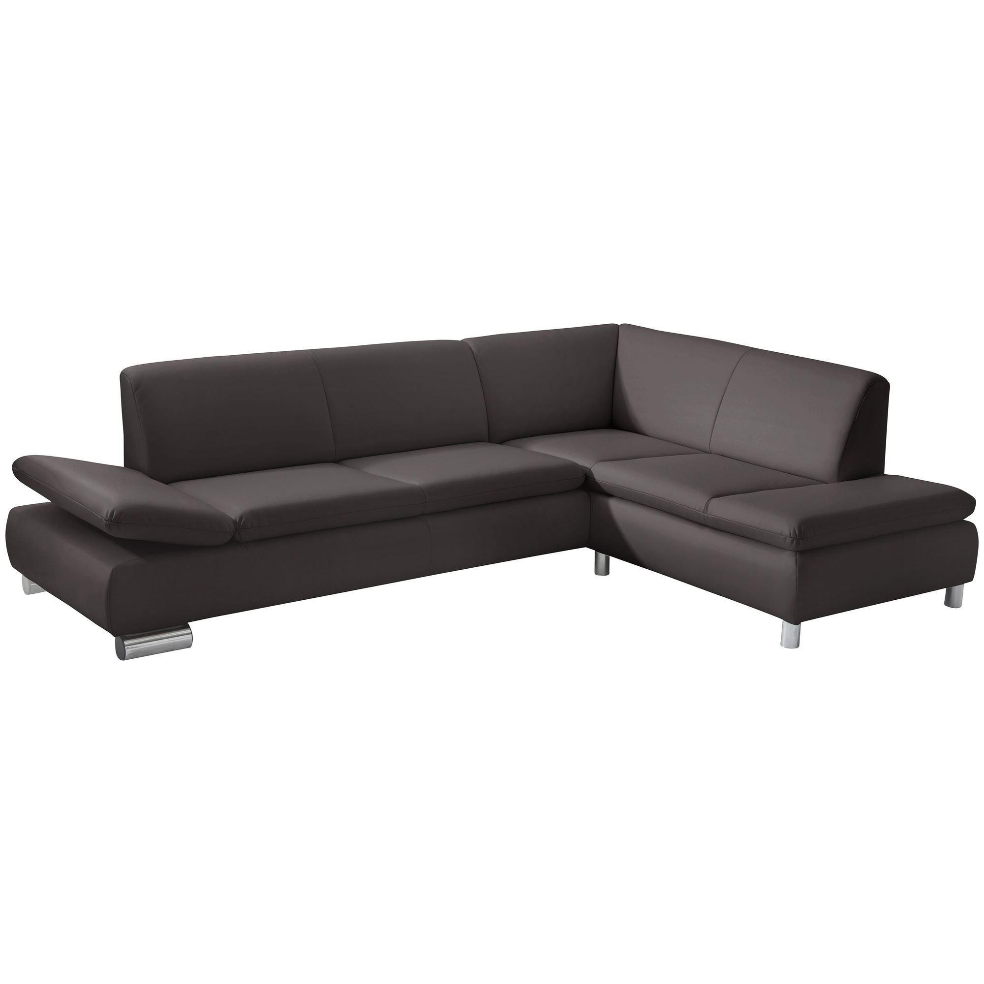 ECKSOFA mit Ottomane rechts Kaye Bezug Kunstleder Metallfuß verchromt / braun - Braun, Kunststoff (270/190cm) - 58aufmkessel