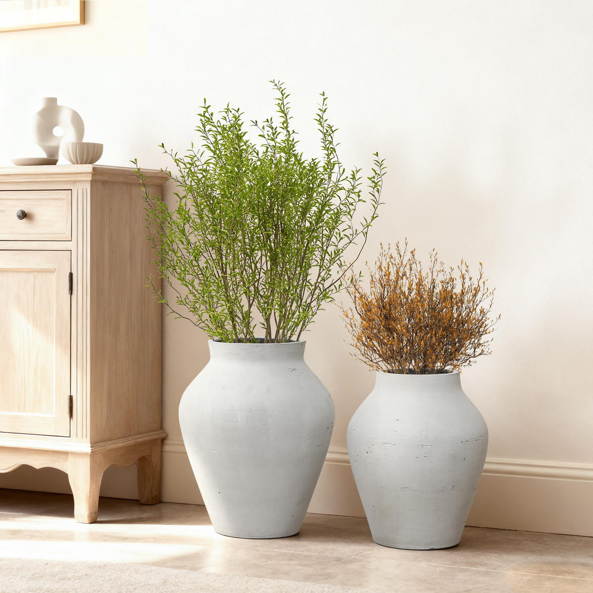 VASE Alba, 40 cm Hoch - Weiß, Naturmaterialien (40cm) - Hometopia
