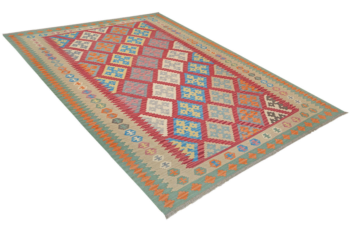 HANDWEBTEPPICH Kelim Gashgai Rot 298/208 cm Schurwolle - Rot, Textil (208/298cm) - Looma