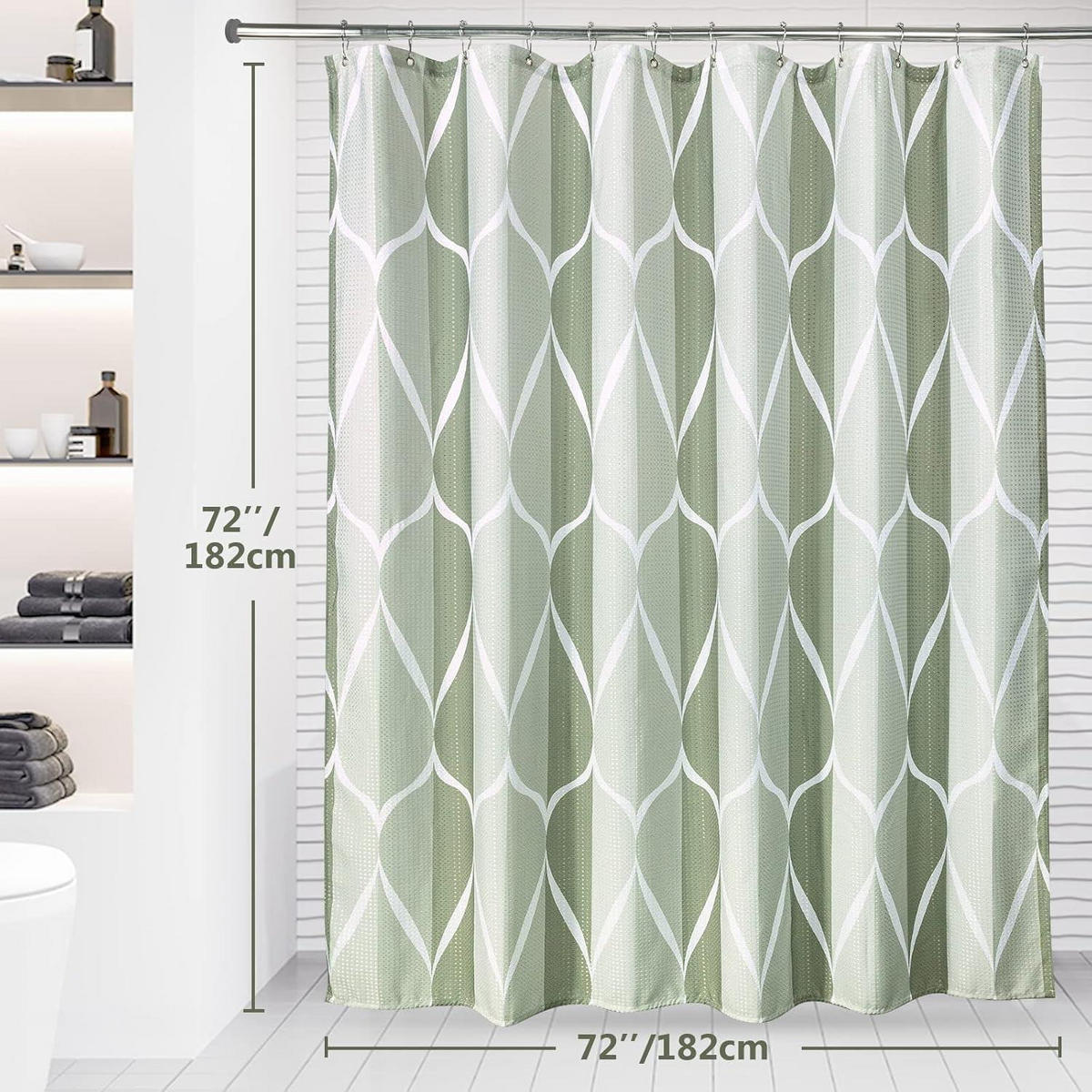 DUSCHVORHANG Stoff Grün 182 x 182 cm - Grün, Textil (182/182cm)