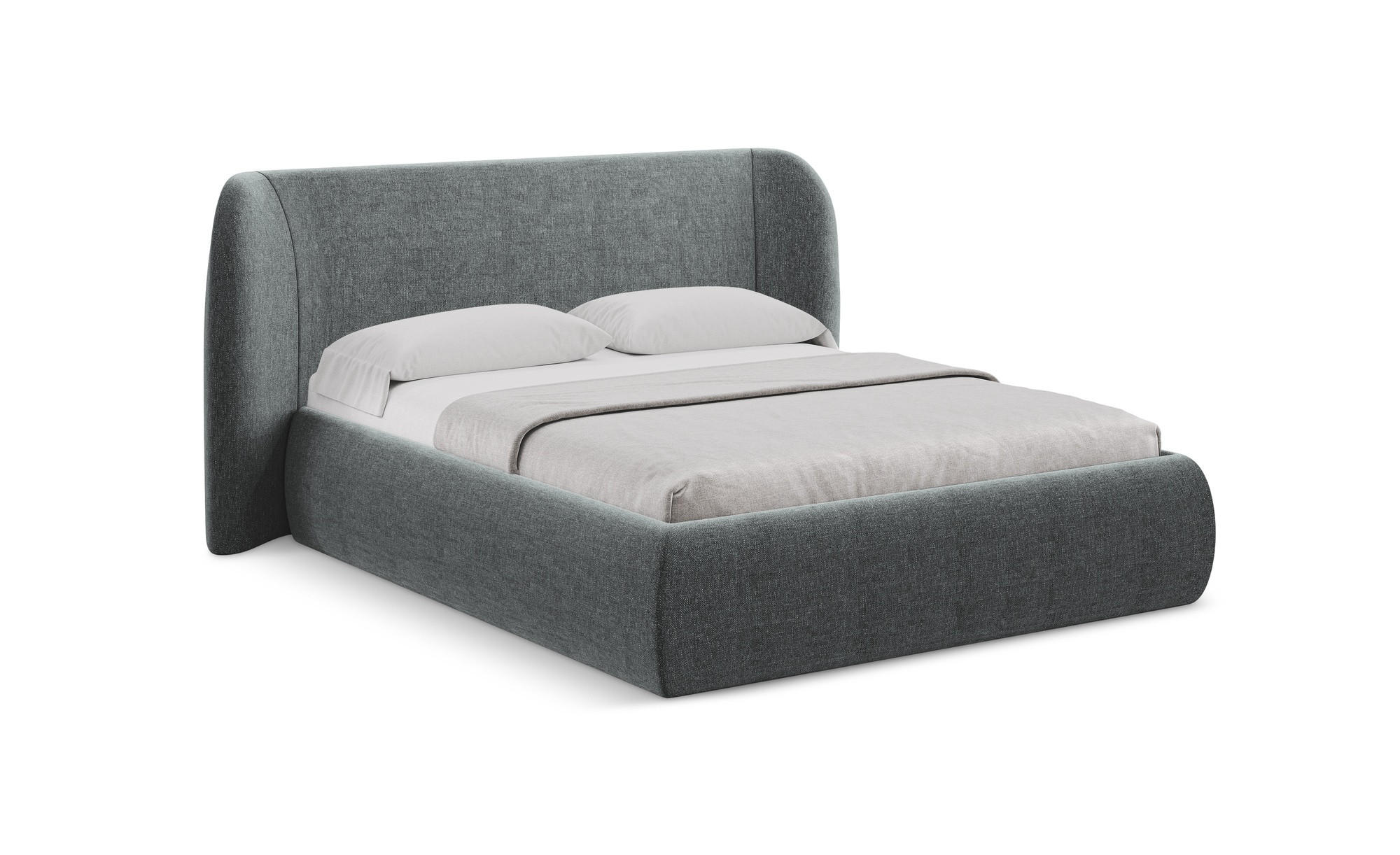 POLSTERBETT mit Bettkasten und Lattenrost 230x215 Grau - Schwarz/Graphitfarben, Kunststoff/Textil (180/200cm) - Makamii