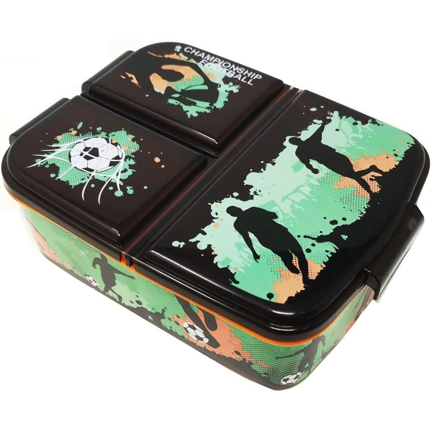 BROTDOSE mit Fächern 18 cm Kunststoff BPA frei Fußballmotiv - Multicolor, Kunststoff (14/7/18cm)