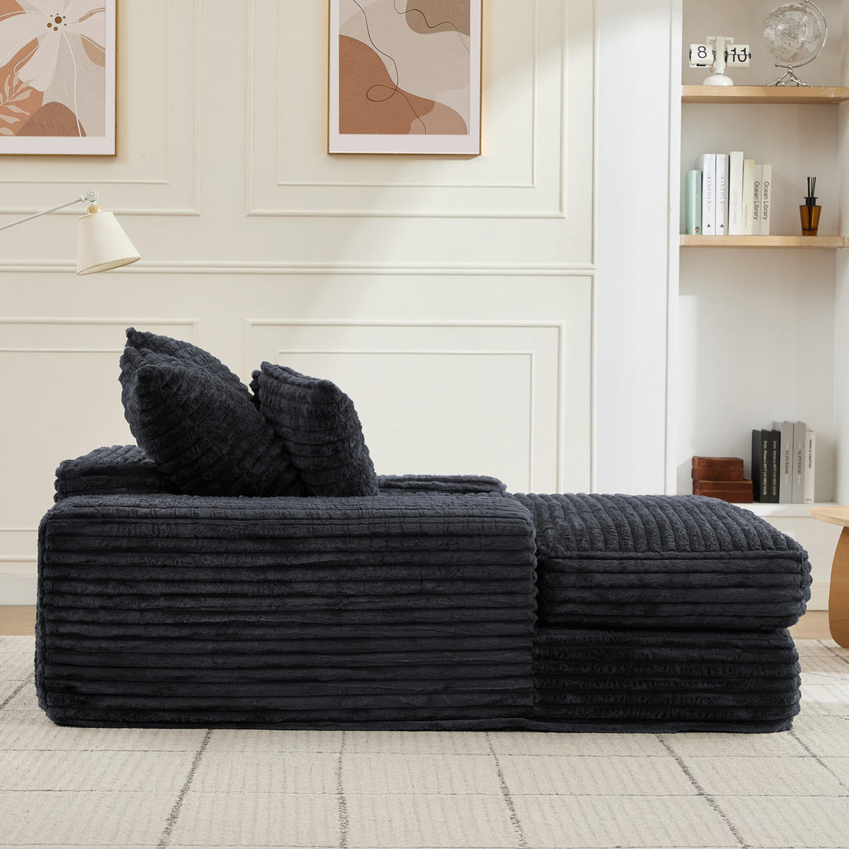 RELAXLIEGE aus Cord 137 x 175 cm Grau mit 4 Kissen - Grau, Kunststoff (137/63/175cm) - Beauniv