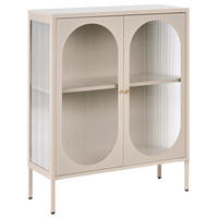 SIDEBOARD se skleněnými dveřmi Kov 90 cm Béžový Sarre - béžová, kov (90/111/35cm) - Beliani