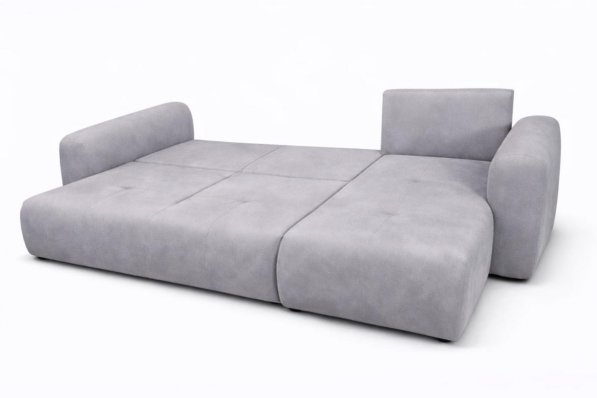 ECKSOFA Mit Schlaffunktion Und Bettkasten, Sofa L-Form Bingo L, Veloursstoff Salvador, Grau, Rechts - Grau, Holz (250/142cm) - Kaiser Möbel