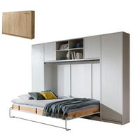 SCHRANKBETT Wandbett horizontal HB 140x200 mit 2 Schränken & Aufsatz - 4-teilig - Eiche Sonoma - Eichefarben, Holzwerkstoff (140/200cm) - QMM TraumMöbel