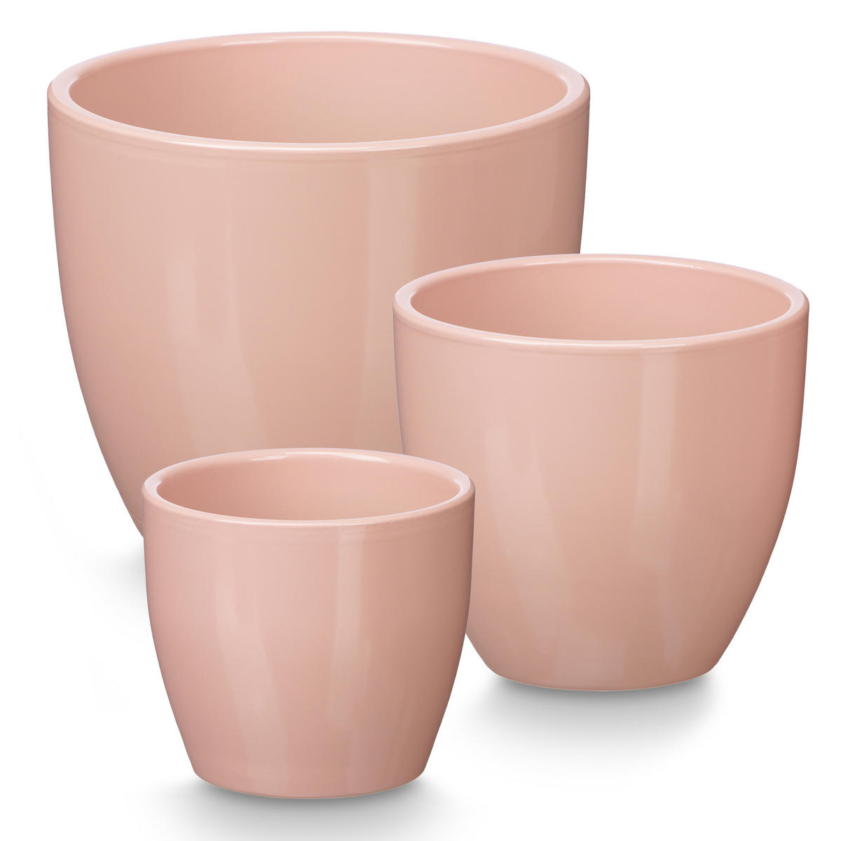 BLUMENTOPF Set Ø 14/17/22 cm, 3er - Rosa, Keramik (22/19/22cm)