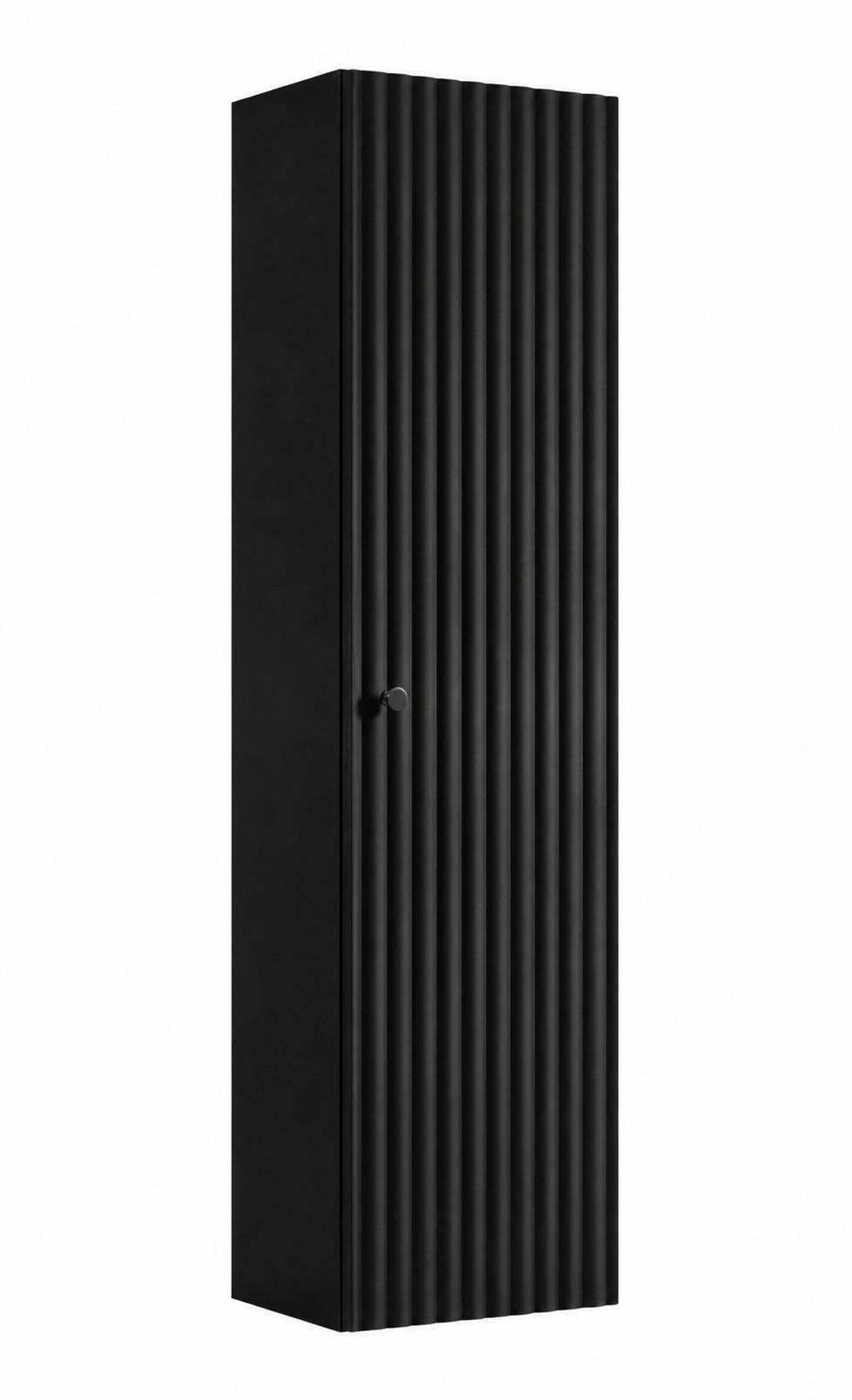 BADEZIMMER-HOCHSCHRANK: Schwarz / Griffe Schwarz, 35 x 27 x 136 cm - Schwarz, Holzwerkstoff (35/136/27cm) - 3XE LIVING