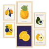 POSTER Set Mit 6 Tropische Früchte Größe A3 & A4 Rahmen aus hellem Holz - Beige, Papier (29.7/1cm) - Nacnic