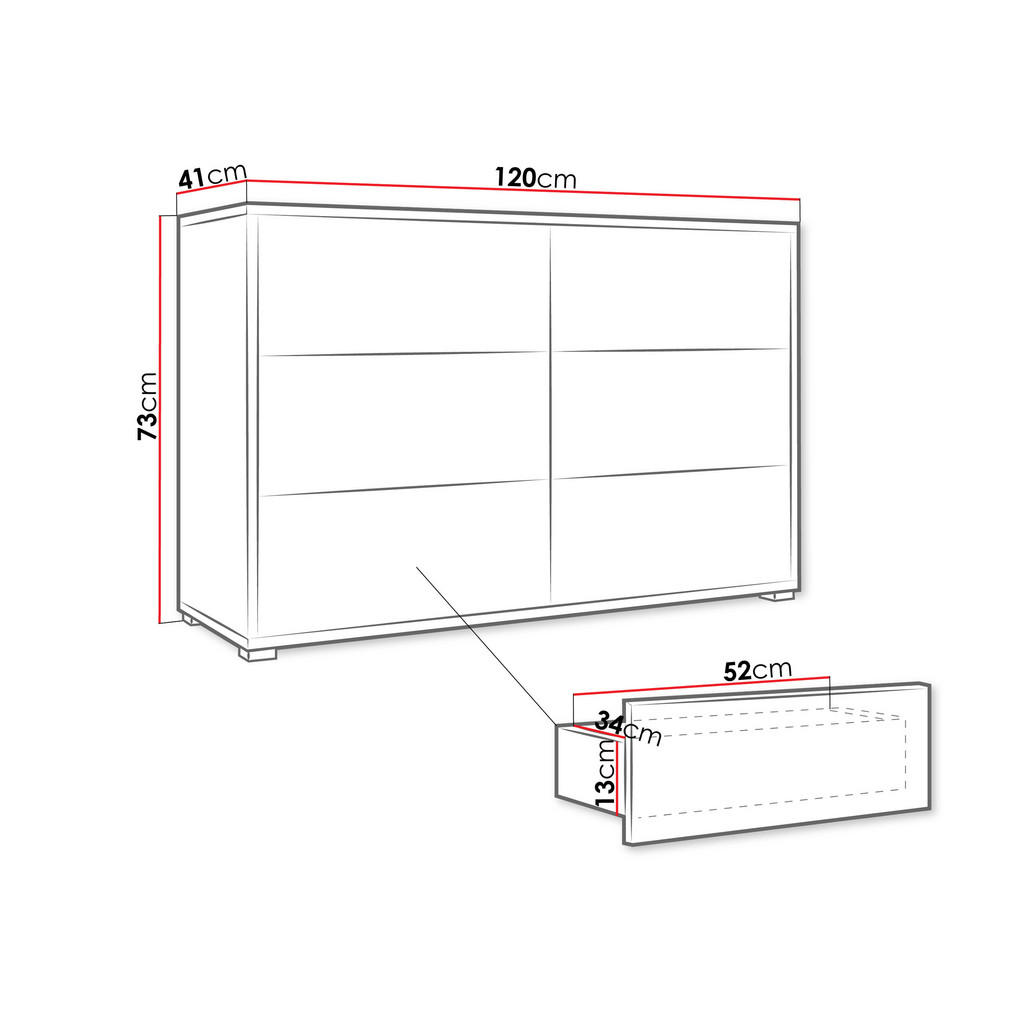 Thumbnail - Mirjan24 Kommode, Kaschmir, Holzwerkstoff, 6 Schubladen, Rechteckig, 120x73x41 cm, Wohnzimmer, Kommoden & Sideboards, Ko...