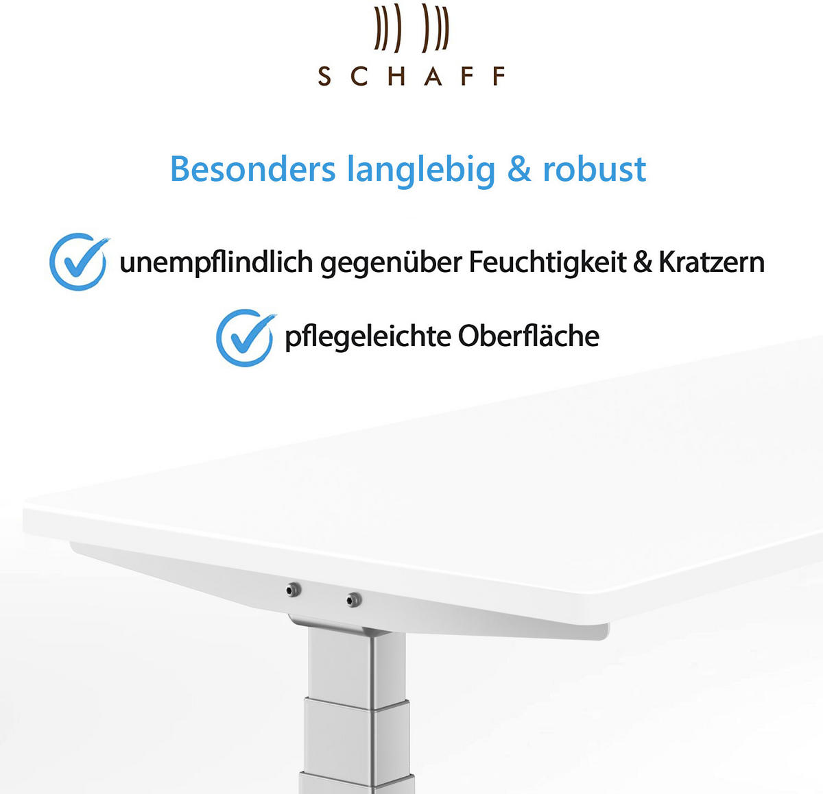 SCHREIBTISCH elektrisch höhenverstellbar REC 160x60 cm Weiss - Weiß, Metall (60/160/65cm) - Schaff