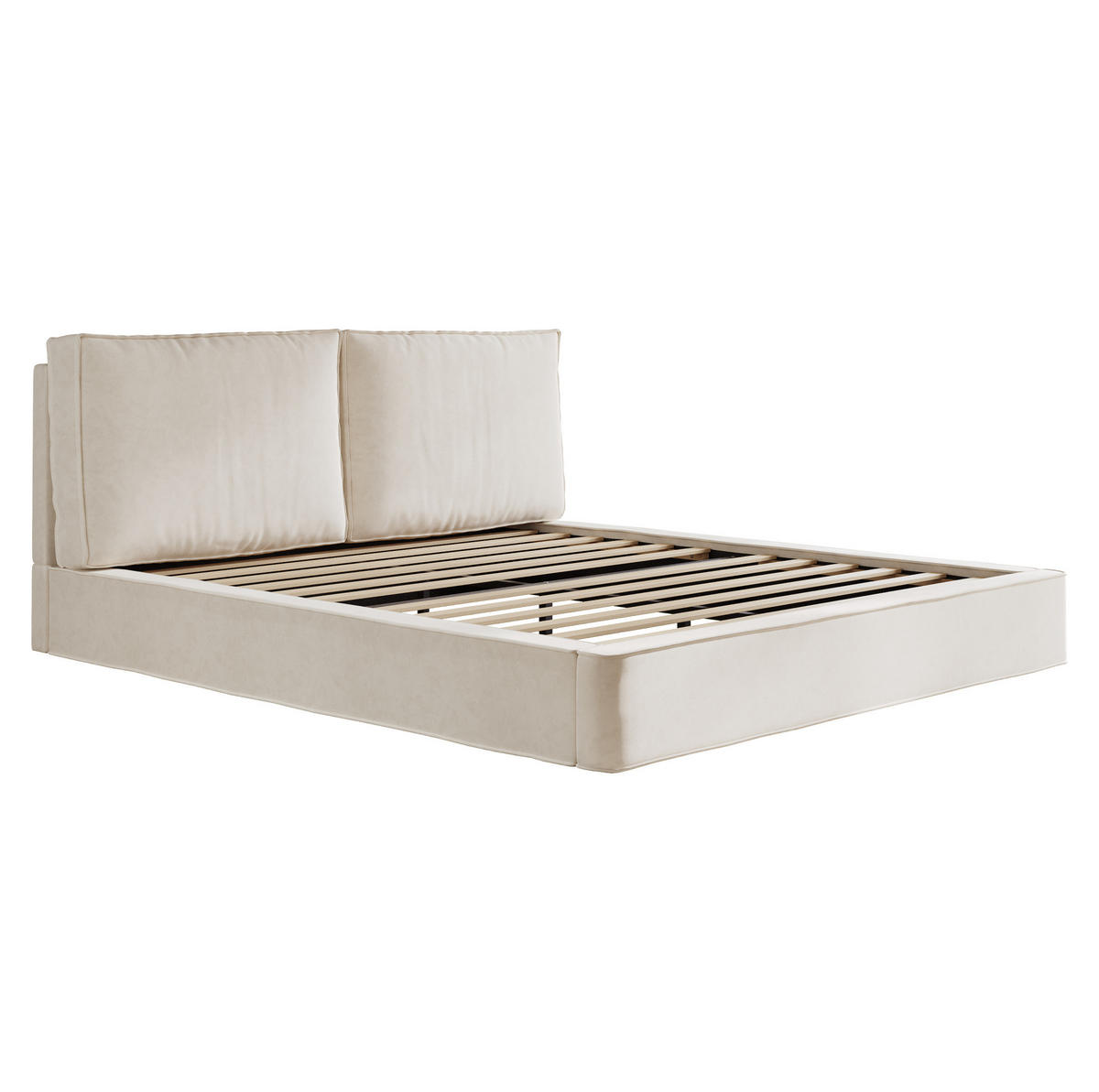 POLSTERBETT 160/200 cm mit Lattenrost, gepolstertem Kopfteil und Chenille-Bezug, Beige - Beige, Textil (160/200cm) - Redom
