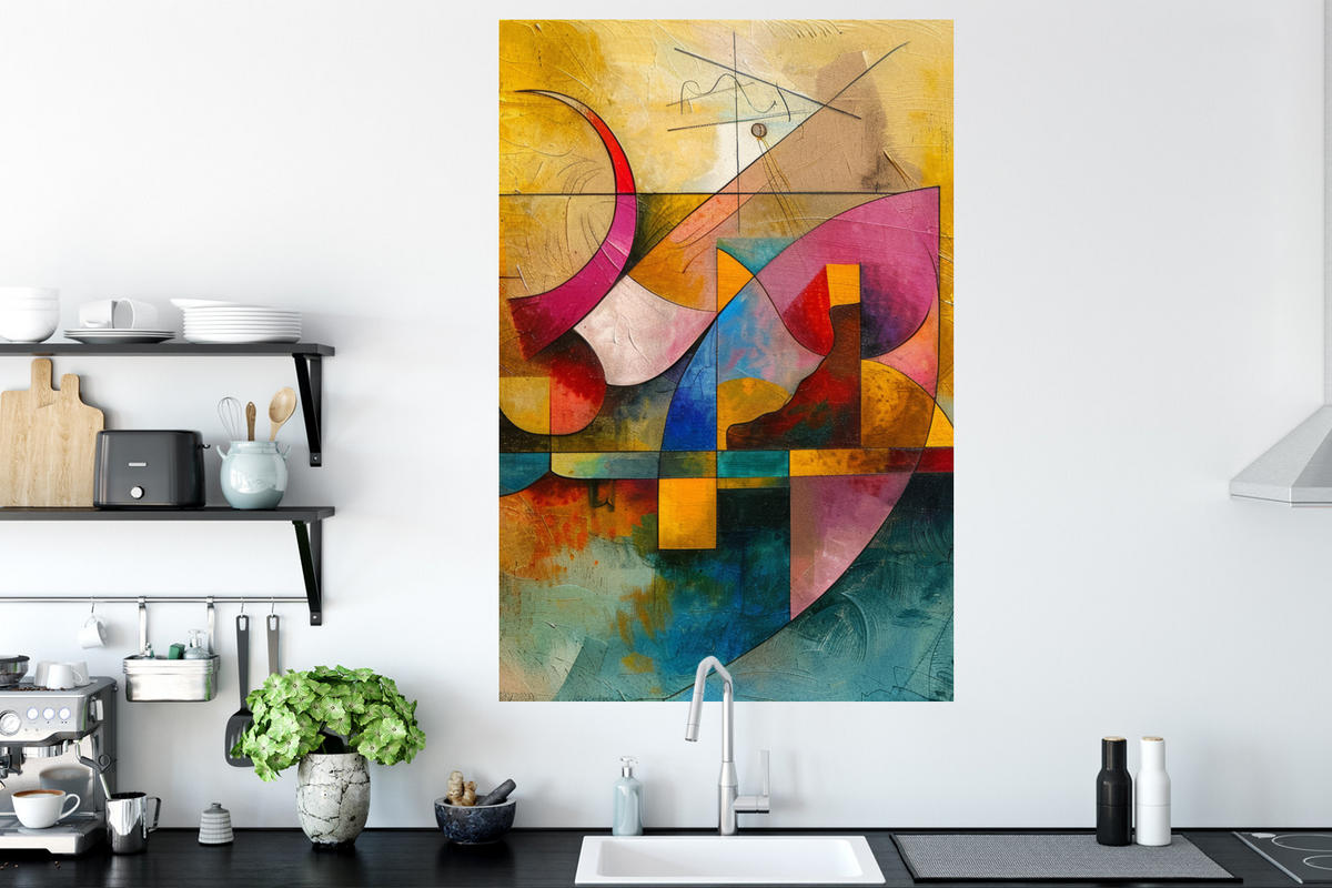 WANDTATTOO Kunst - Abstrakt - Modern 80x120 cm - Gelb, Kunststoff (80/120/0.1cm) - MuchoWow