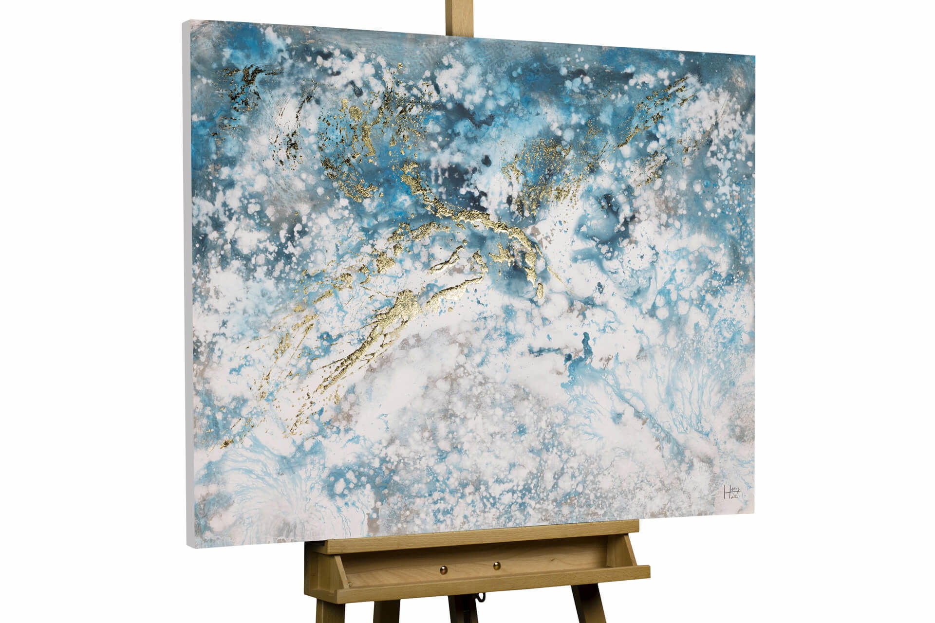 KUNSTLOFT RUČNĚ MALOVANÝ AKRYLOVÝ OBRAZ MODRÝ/BÍLÝ, 100/75 CM