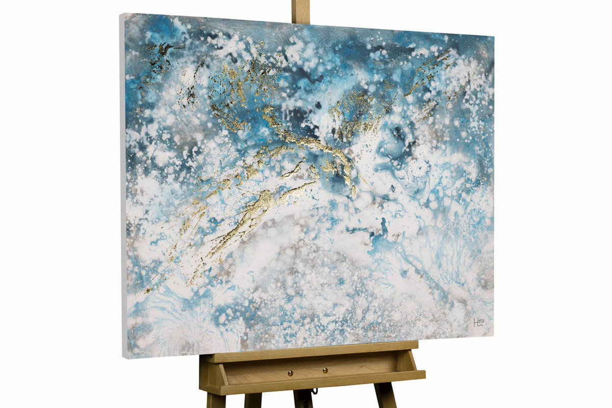 ACRYLBILD HANDGEMALT 100/75 cm - Blau/Weiß, Holz/Textil (1.78/75cm) - KUNSTLOFT