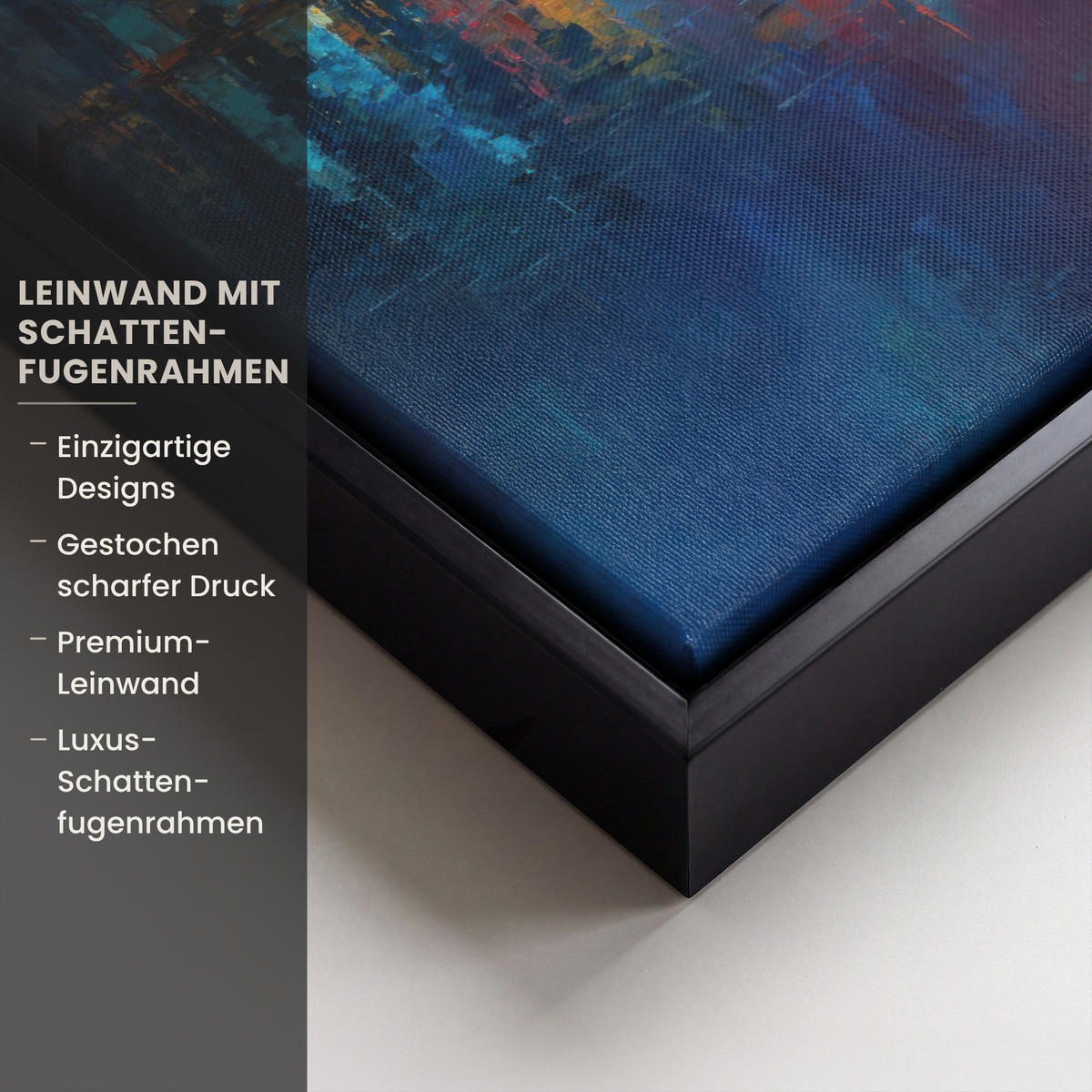 LEINWAND Bilder mit Rahmen - Skyline - Pinselstriche - Dunkelblau - Leuchtend - 20x30 - Blau, Textil (20/30cm) - MuchoWow