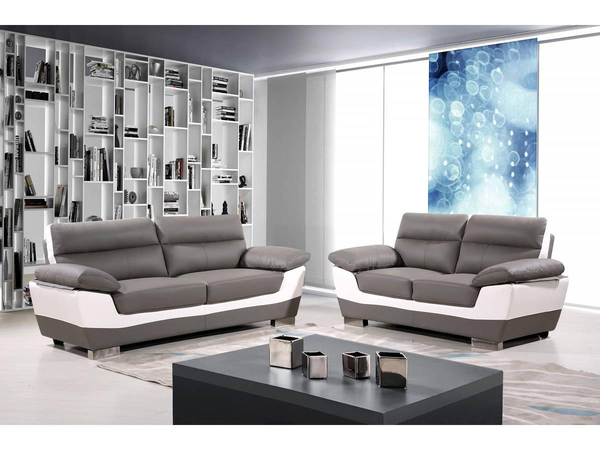 2-SITZER-SOFA Dallas Grau/Weiß - Chromfarben/Weiß, Leder/Kunststoff (169/90/88cm) - Habitat Garten
