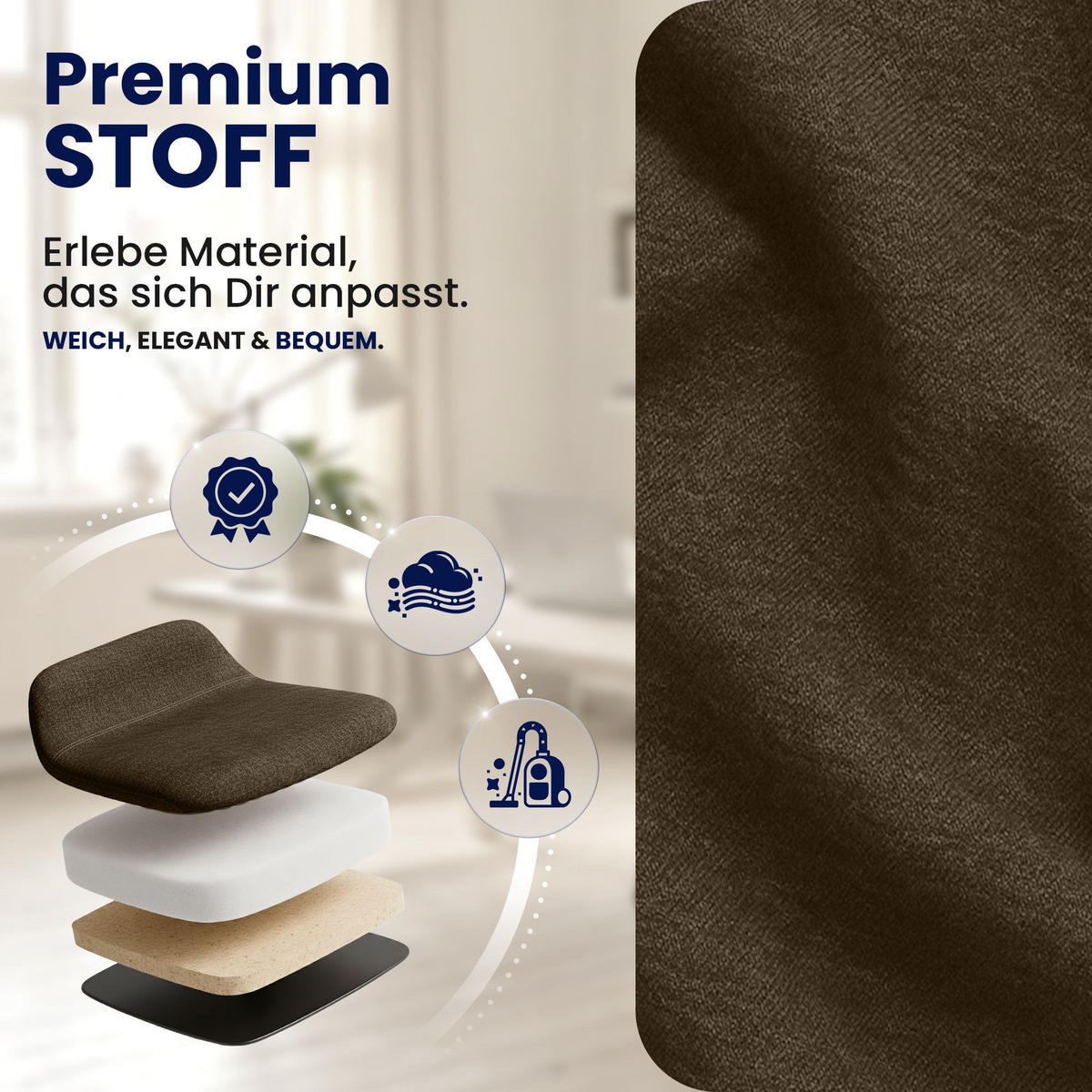 DREHSTUHL Stoff Braun - Schwarz/Braun, Textil (62/86/68cm) - CLP