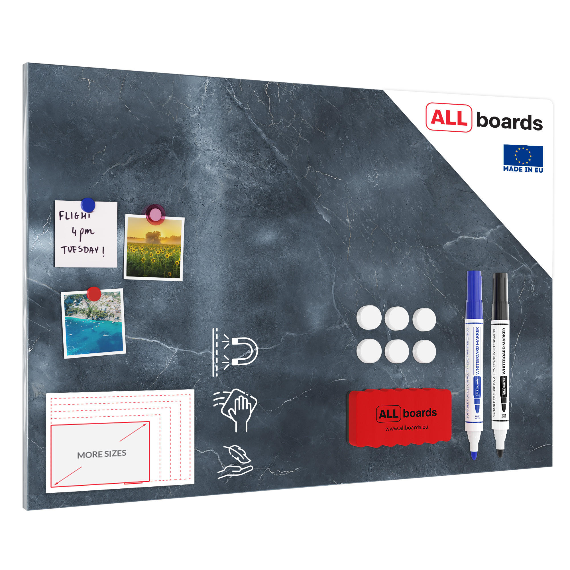 MAGNETTAFEL ANTHRAZIT MARMOR 90x60cm - Grau, Metall (90/60/1.8cm) - ALLboards