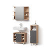 BADMÖBEL-SET Fucino Eiche 3 Teile, mit Midischrank - Eichefarben/Anthrazit, Holzwerkstoff (79/64/21cm) - Livinity®