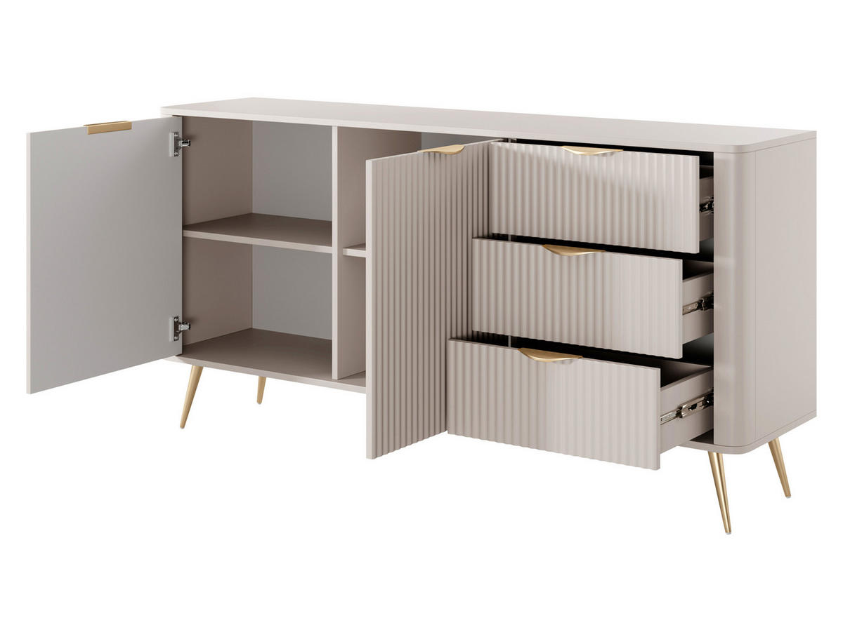 KOMBIKOMMODE Lante 2D3S - Goldfarben/Weiß, Holzwerkstoff/Metall (164/82/38cm) - MIRJAN24