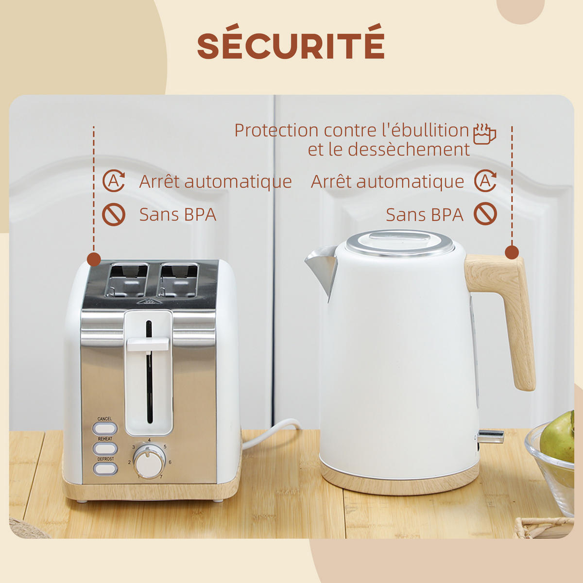 WASSERKOCHER-TOASTER-SET DE-17467 Weiß - Weiß, Metall (15.6/23.9/22.4cm) - ComfortXL