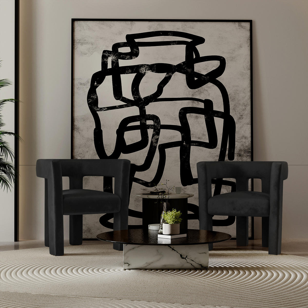 ESSZIMMERSTUHL Glatter Samt Schwarz 66cm - Schwarz, Textil (66/68/55cm) - Sia Home