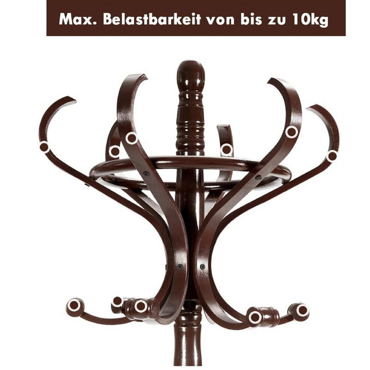 GARDEROBENSTÄNDER Holz braun - Braun, Holz (47.5/182/47.5cm) - COSTWAY