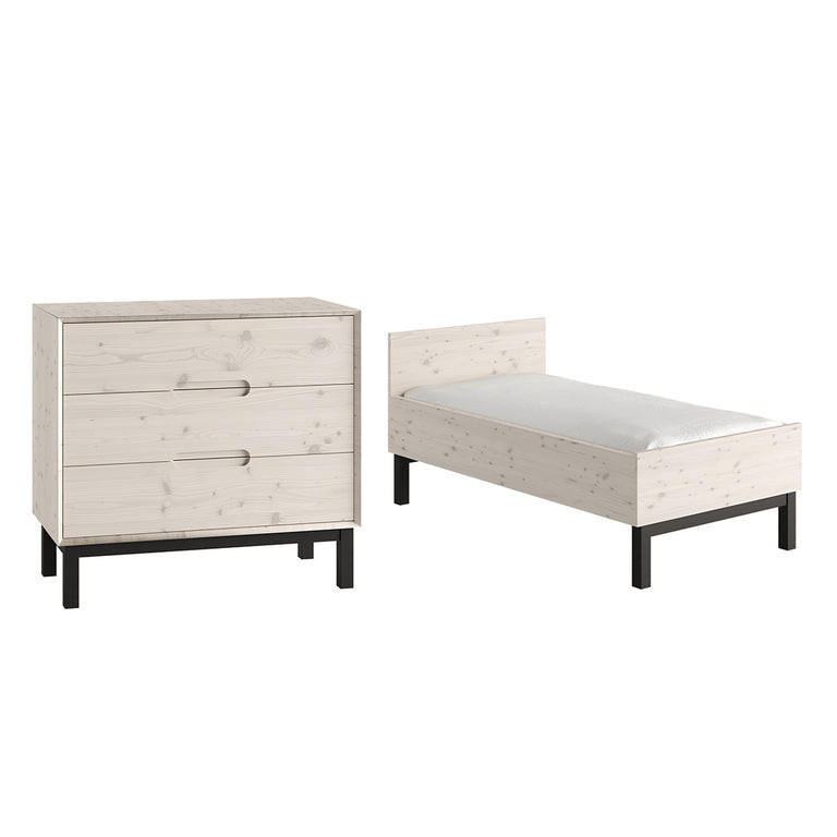 SOBA ZA BEBE 2-dijelniCountry Izbjeljeno drvo - bijela, drvo (145/89/76.4cm) - Petits-meubles