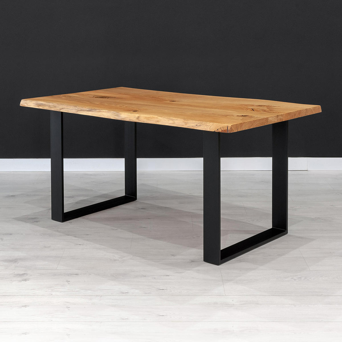 ESSTISCH Acad aus massivem Eichenholz 180x100 cm - Eichefarben/Schwarz, Holz/Metall (180/100/75cm) - Danzz