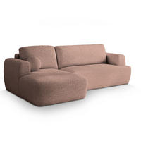 ECKSOFA SENTI N L-S Rosa Boucle-Stoff mit Schlaffunktion - Rosa, Holz (246/148cm) - MASSENO