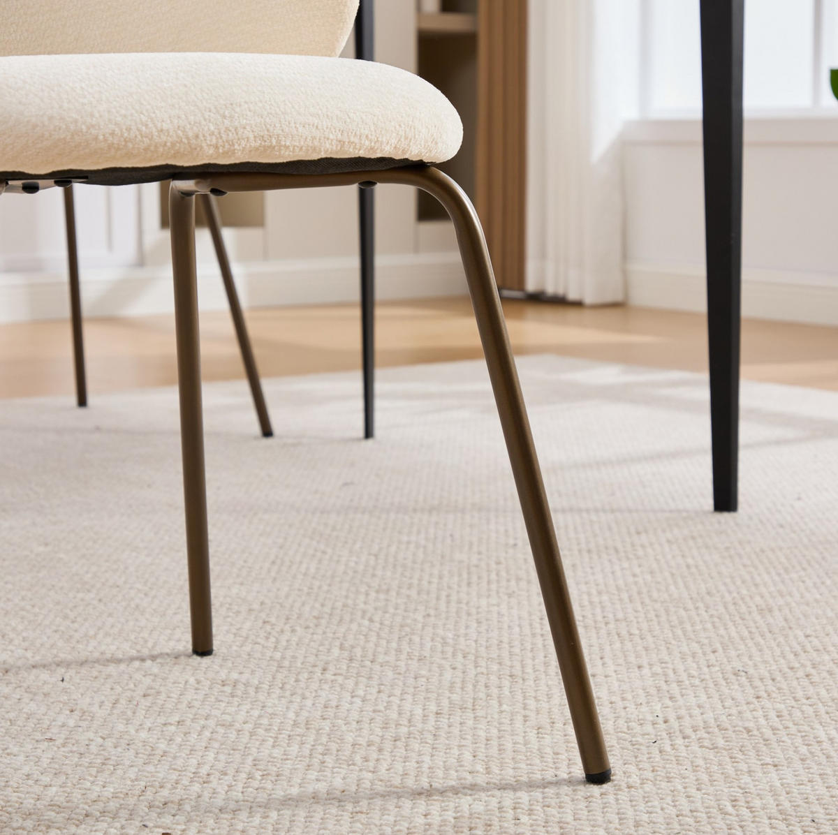 ESSZIMMERSTUHL 2er-Set mit Chenille-Bezug Creme - Beige, Metall (46.5/80/52.1cm) - Meubliv