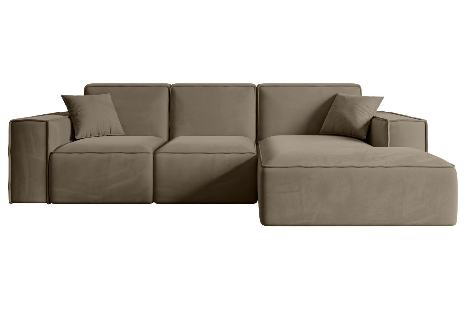 ECKSOFA Ottomane Rechts SERRA-L - 266x165x73 cm Braun Velours - Schwarz/Braun, Holzwerkstoff/Kunststoff (266/165cm) - ALTDECOR